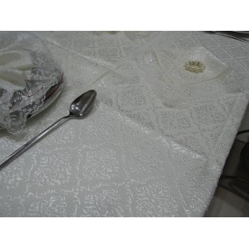 Kdk osmanlı masa örtüsü ve peçete takımı krem