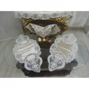 5 parça linen salon örtü seti